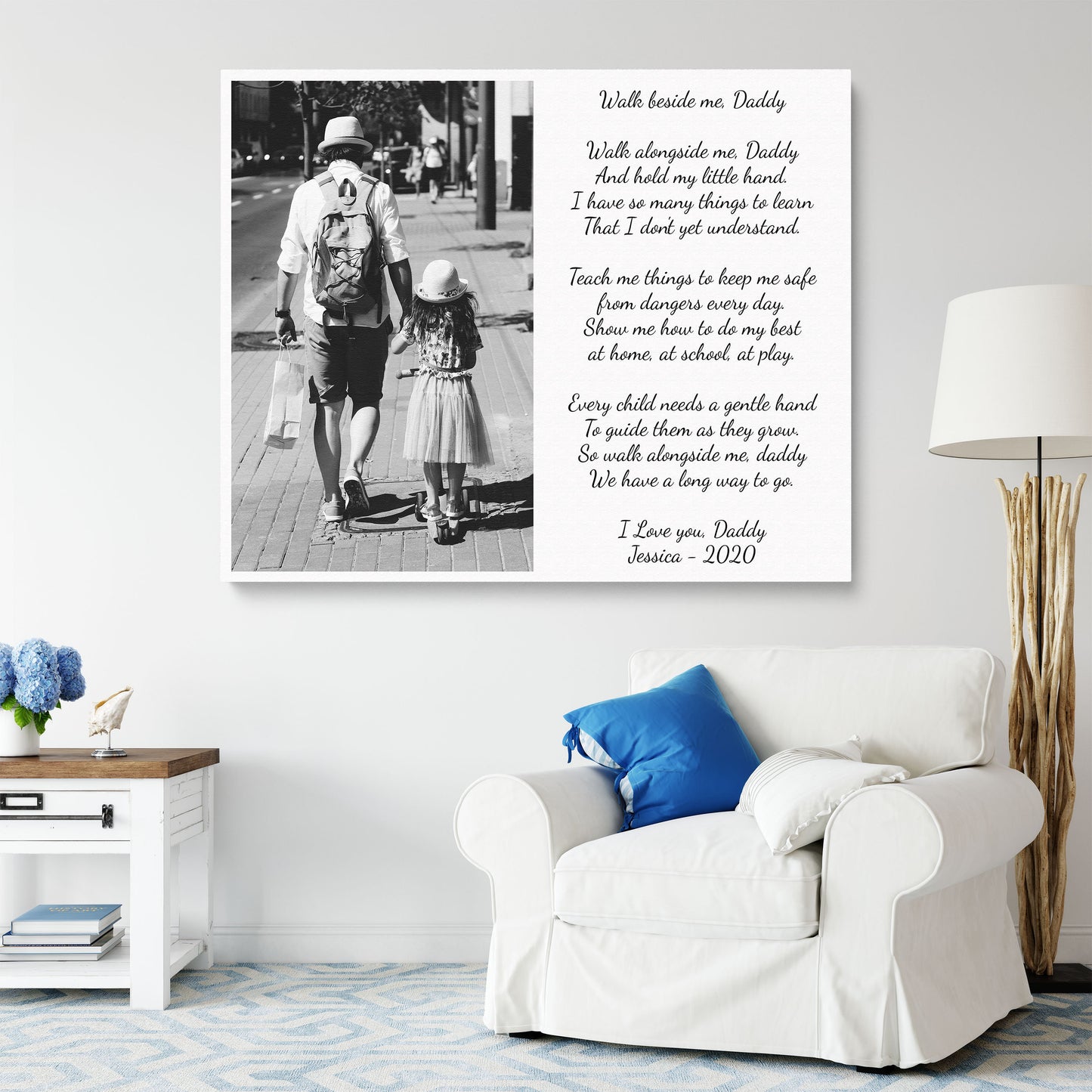 Walk with me daddy poem print