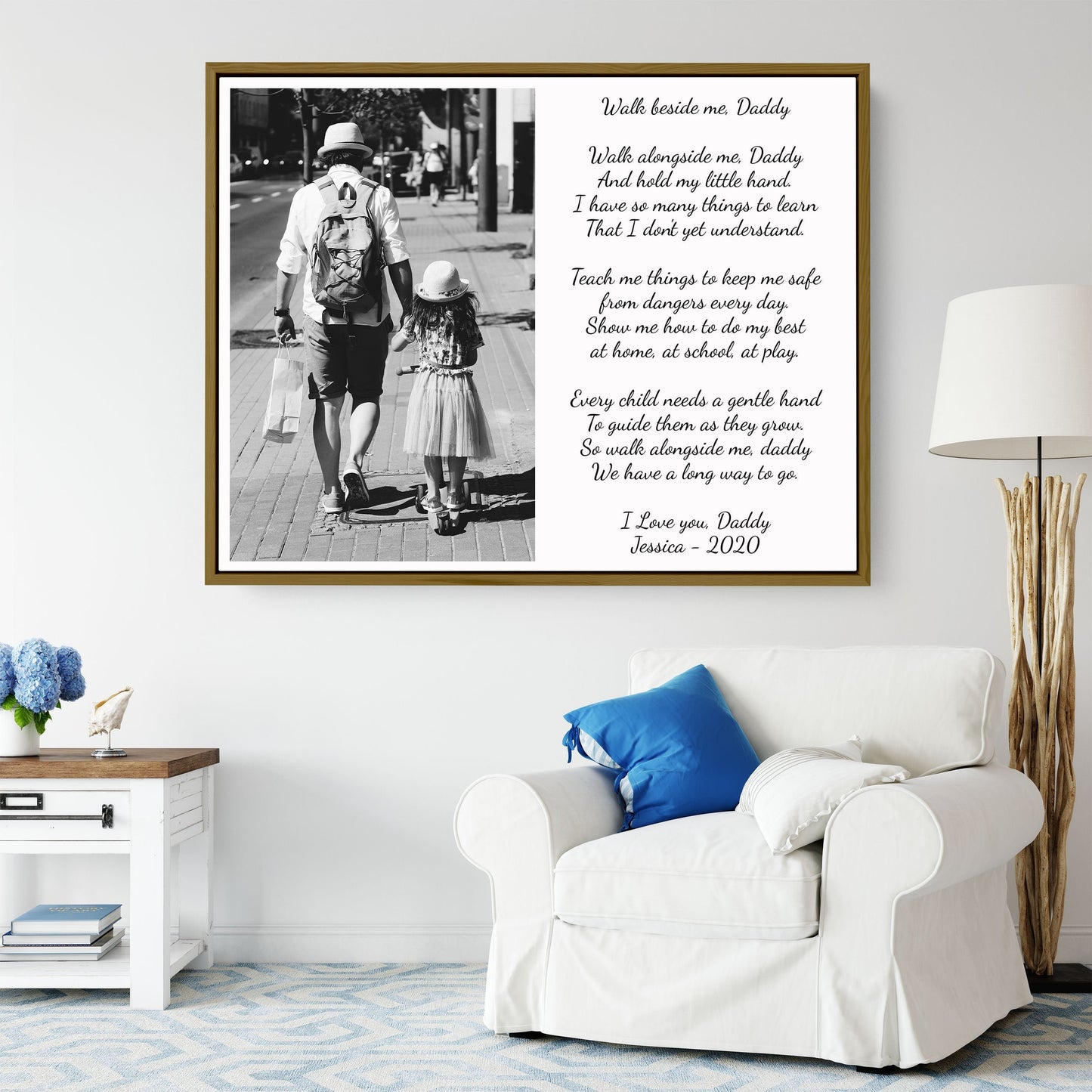 Walk with me daddy poem print